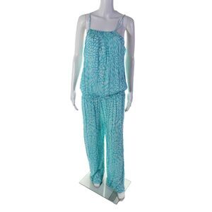 Cool Change Womens Abstract Print Sleeveless Halter Neck Jumpsuit Blue Size M